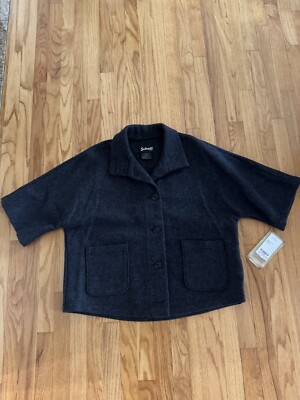 VINTAGE Schott Pea Jacket US 705W Womens S/M Navy Wool Nylon Cloak Coat USA MAde