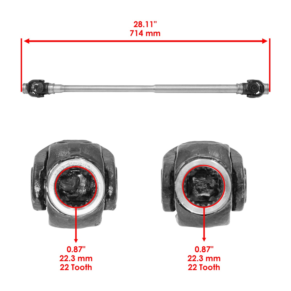 Complete Front Propeller Drive Shaft for Kawasaki Mule 3010