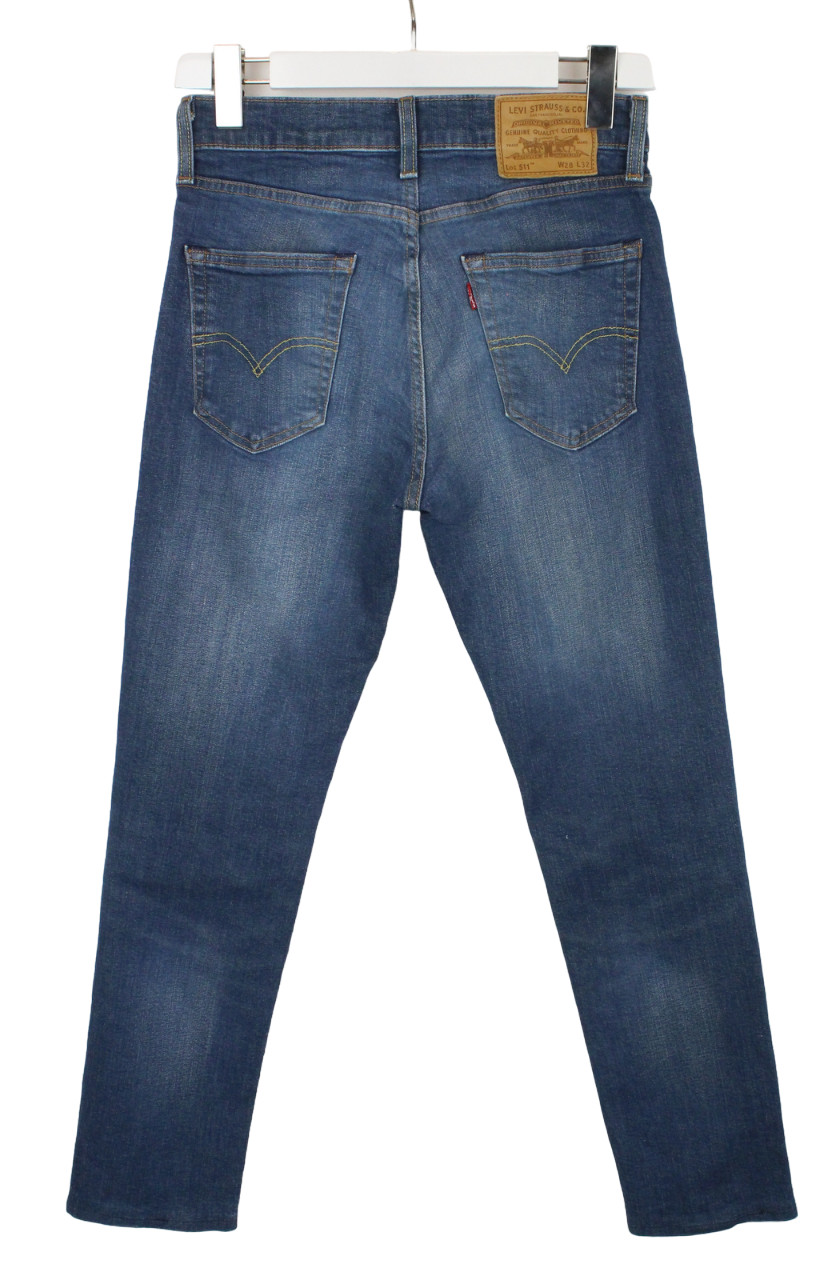 LEVI'S 511 Premium Big E Jeans Men's W28/~L30* Zip Fly Whiskers Blue Faded Slim thumbnail 2