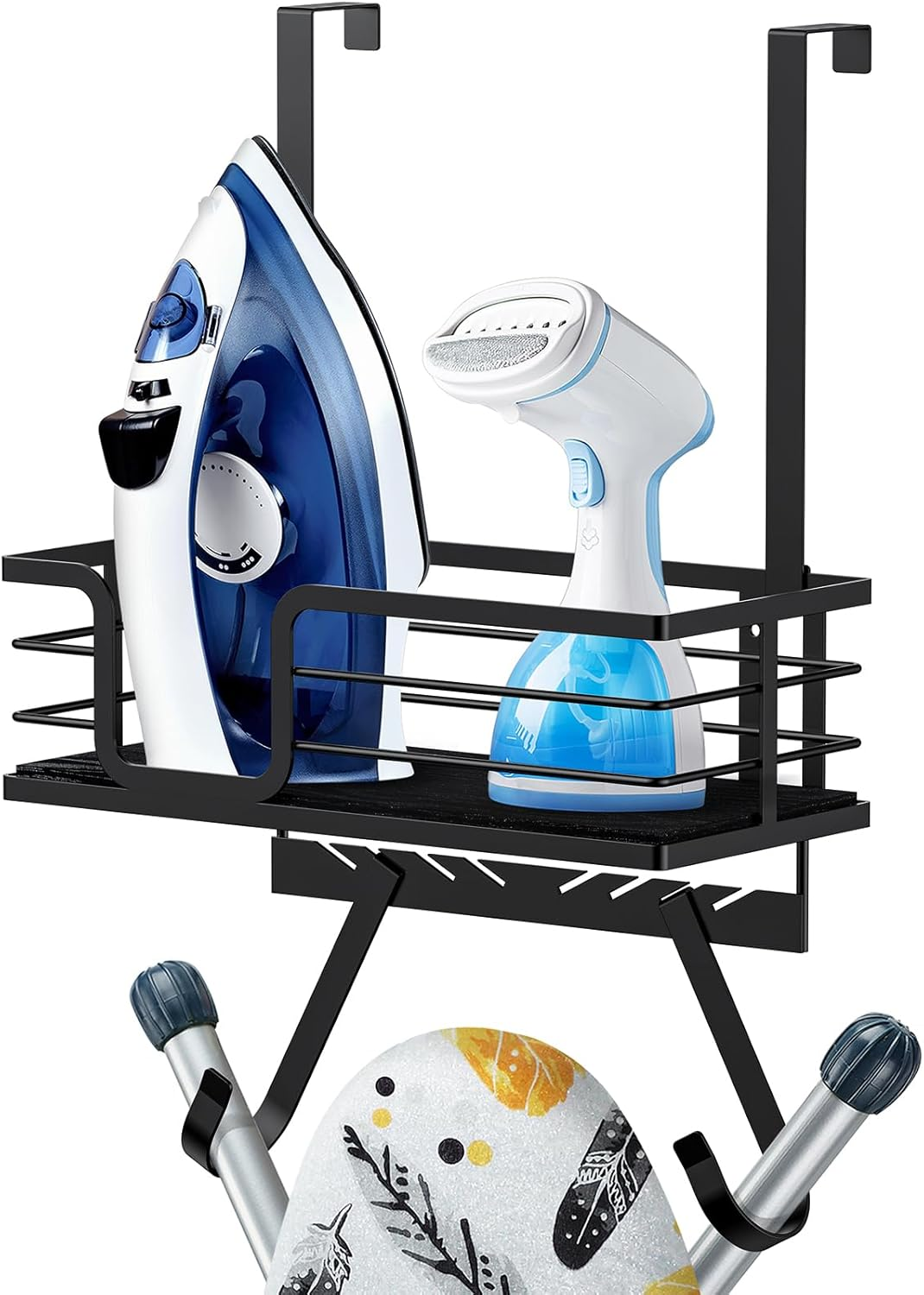 Over the Door/Wall Mount Ironing Board Hanger, Laundry Room Iron and Ironing Boa-image