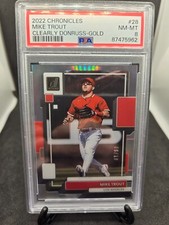 2022 Panini Chronicles Clearly Donruss Gold #28 Mike Trout #09/10 PSA 8