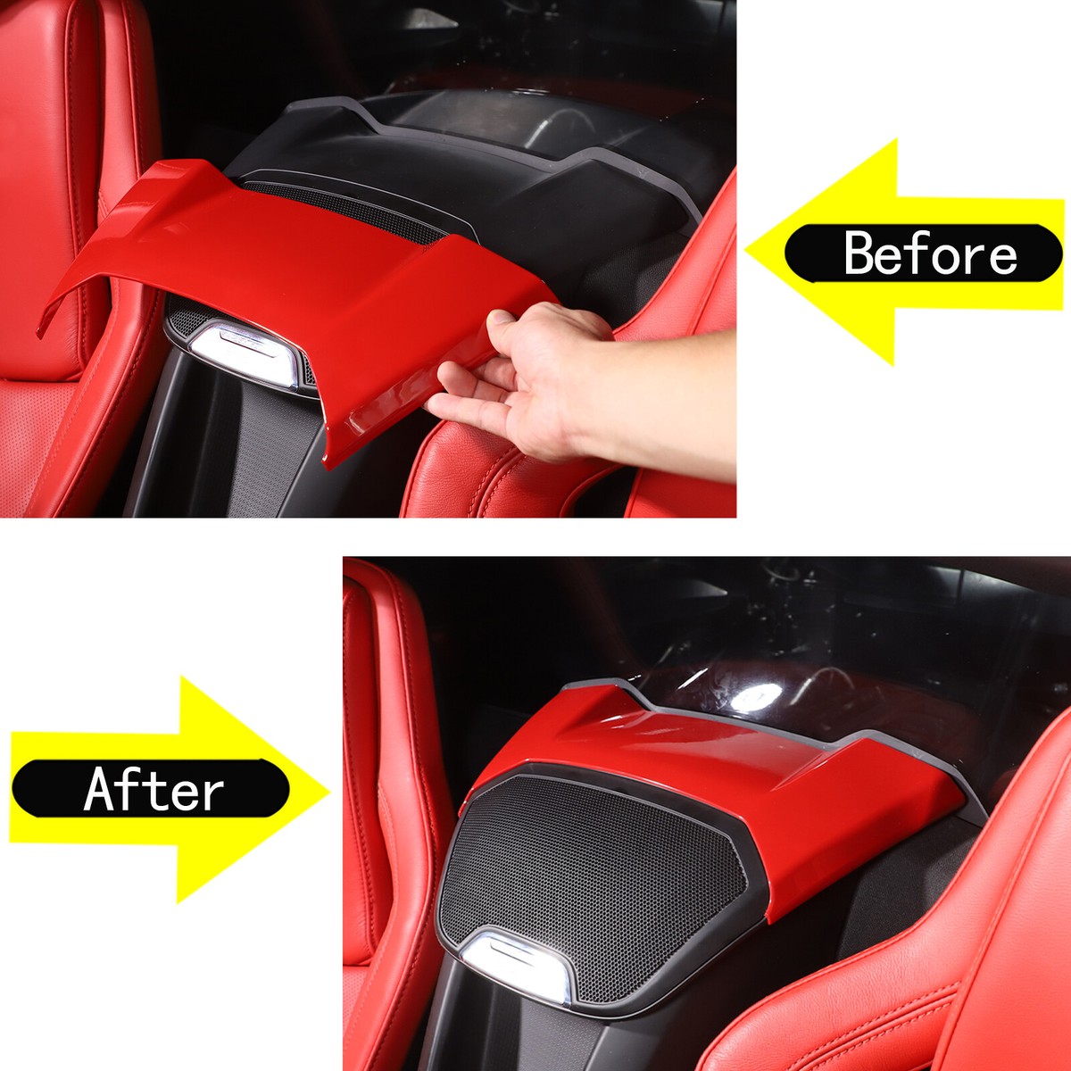 Red Interior Rear Speaker Upper Trim Cover Fits Corvette C8 Coupe
