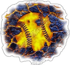 Baseball Flame Pitcher Batting MLB Base Ball Car Bumper Vinyl Sticker Decal 4.6