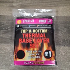 Polar Extreme Women's Thermal Base Layer 2 pc. Set (Top & Bottom) Black Size S