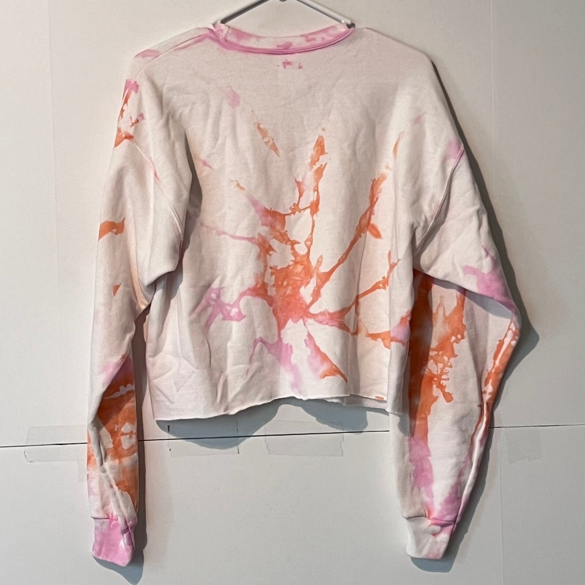 Hanes Ecosmart Womens Cropped Sweater Top Size M Multicolor Acid Wash Pullover View 5