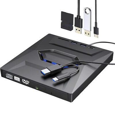 7 in 1 Externes DVD Laufwerk Brenner  USB 3.0 DVD-RW ﻿ für Laptop PC Windows11