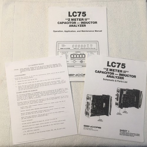 SENCORE LC75 Owners Manual, Schematic, Parts List & Calibration Procedure, ALL 4 - 第 1/4 張圖片