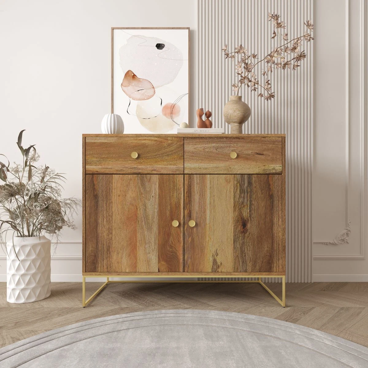 LIGHT SOLID MANGO WOOD SIDEBOARD BUFFET BRASS SOLID WOOD eBay