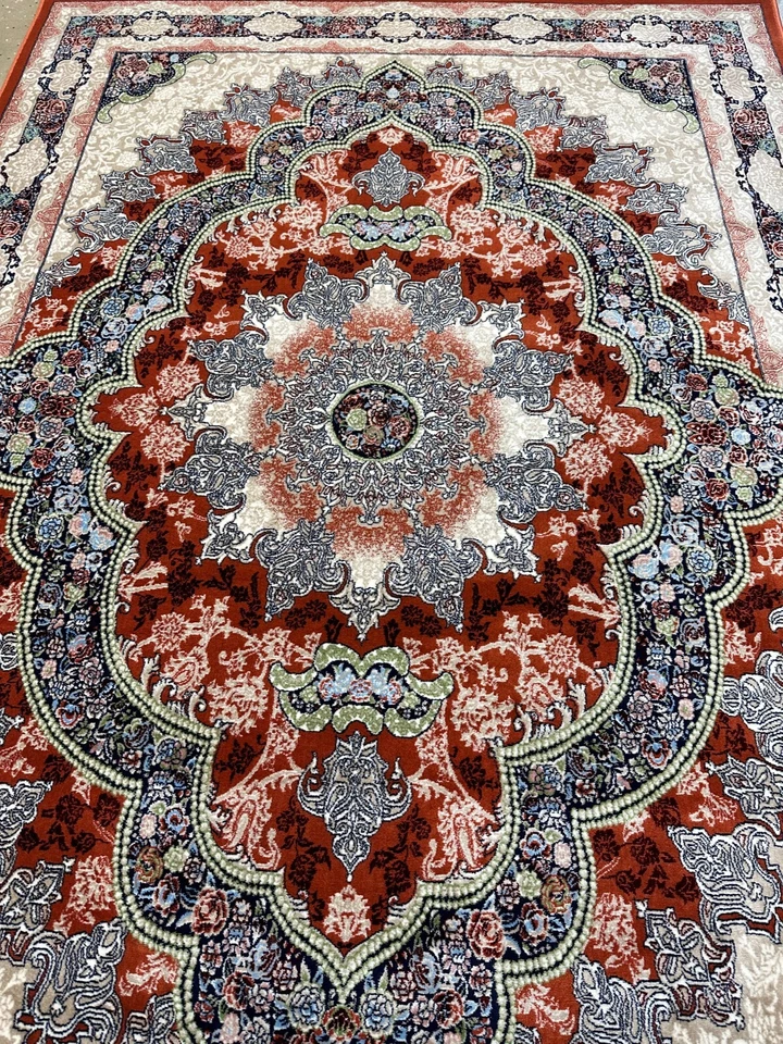 Alfombra tradicional naranja alfombra oriental 6,5 x 9,2 pies #3021 Foto 3 de 4