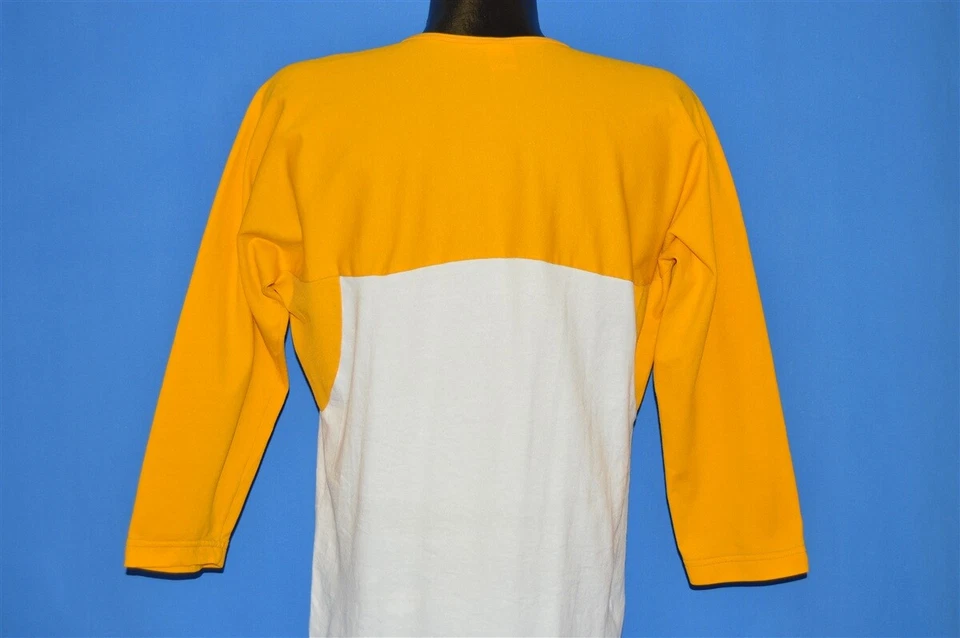 Camiseta vintage años 70 RUSSELL ATLÉTICA BLANCA AMARILLA OFF CENTER JERSEY EN BLANCO M Foto 3 de 4