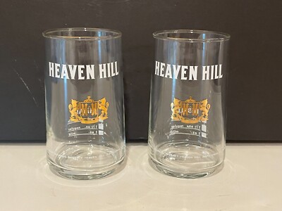 Two (2) Heaven Hill Gold Trimmed Bourbon Whiskey HiBall Rocks Glasses