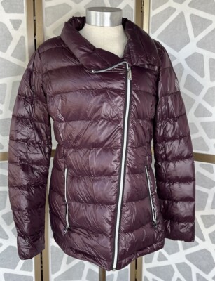 Dkny Packable Jacket Coat Puffer Down Light Weight Women M Plum 