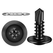 300Pcs 8 5/8" Black Self Tapping Screws for Metal, 410 Black Metal Screws Oxide