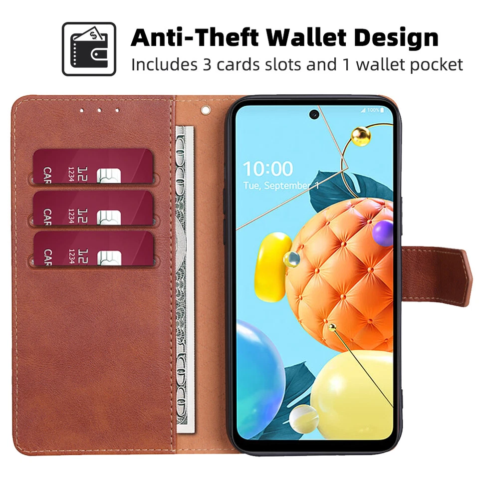 For LG G8X G8 V40 G7 V50S ThinQ Q8 V20 Mini Stylo 4 Wallet Flip Case Stand Cover - Image 3 of 4