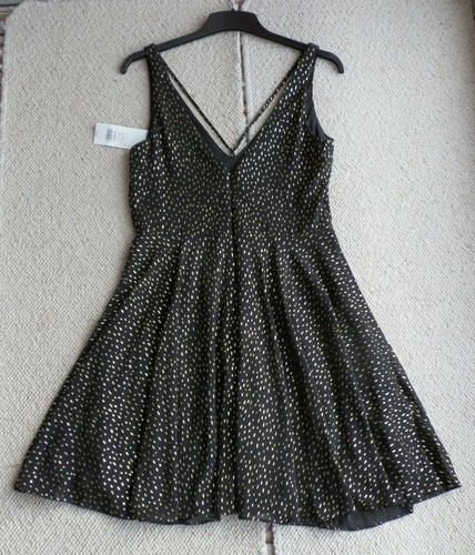 ABITO MISS SELFRIDGE NERO E ORO NUOVO CON ETICHETTE TAGLIA 10 PEZZI £39 - Foto 7 di 7