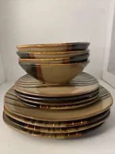 Home Trends Bazaar Brown 12 Piece Set. Better Homes & Gardens.  4 Place Settings