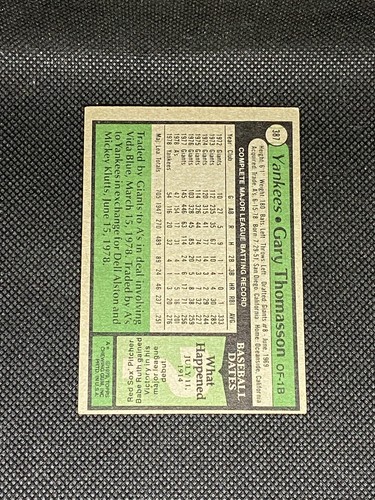 Gary Thomasson New York Yankees signiertes Auto 1979 Topps #387 ~ COA - Bild 2 von 3