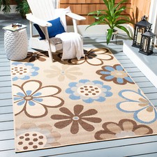 Safavieh Indoor / Outdoor Natural / Blue Floral Area Rugs- CY4035B