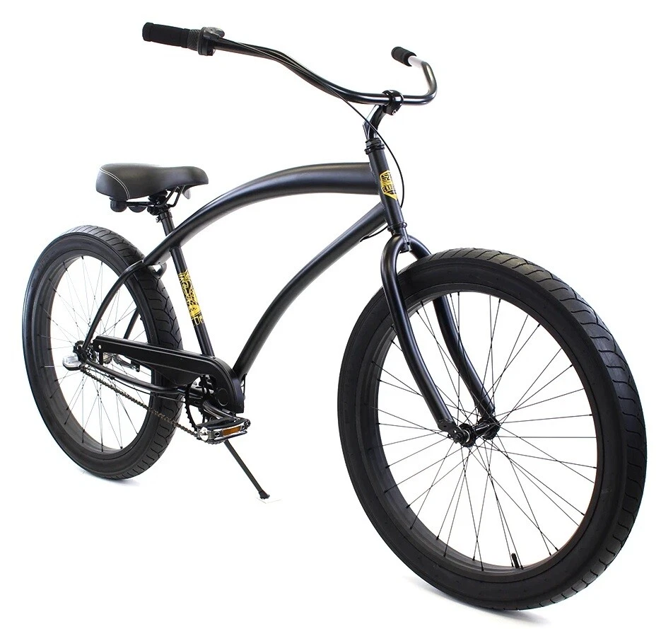 Zycle Fix Cobra Beach Cruiser 3 Speed Bicycle Bike Black Matte NEW