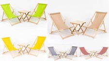 Vito Sdraio in legno per spiaggia, giardino, terrazzo , set di 2 sdraio + tavolo