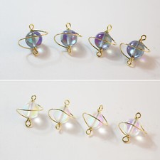 10pcs Blue/Transparent Ball Shape Pendant Connectors,Glass Planet Charm