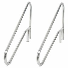 Pair Inground Swimming Pool Hand Rail Rustproof Stair Ladder 304 Stainless Steel
