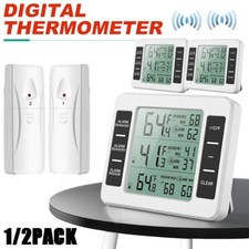 Wireless Fridge Thermometer Digital Freezer Alarm Gauge Home Monitor 2 Sensors