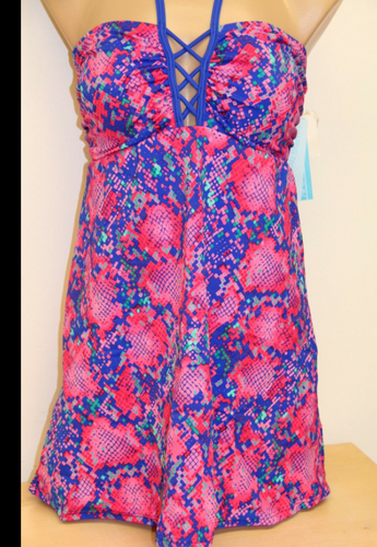 NUEVO CON ETIQUETAS Just Beachin' Piel de Serpiente Rosa Púrpura Vestido de Baño Traje de Baño Talla 16 - Imagen 2 de 3