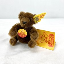 Steiff Collectible Mini Teddy Baby Bear Brown 4" Miniature Mohair With Tags