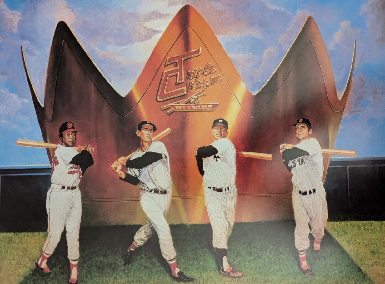 Triple Crown Winners Mantle & Williams Ron Lewis Lithograph 11x14 Poster