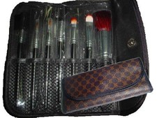 Circle Pattern 7 pcs Makeup Brush Holder Case pouch Synthetic Fiber new