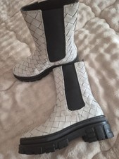 Neu Damen Leder Stiefelette Stiefel Rosa Stern ivory weiss Chelsea Boots Gr. 37