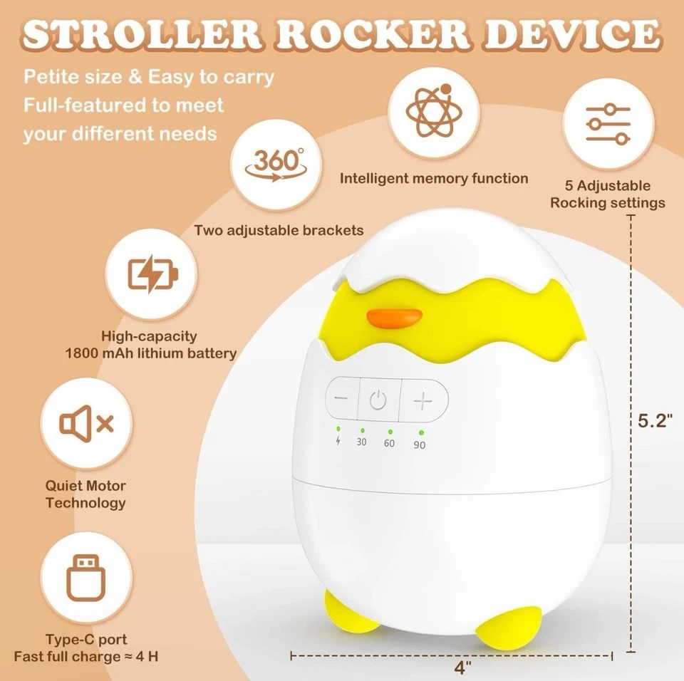 Columpio basculante para bebé - Carga USB, velocidad ajustable, portátil Foto 3 de 4