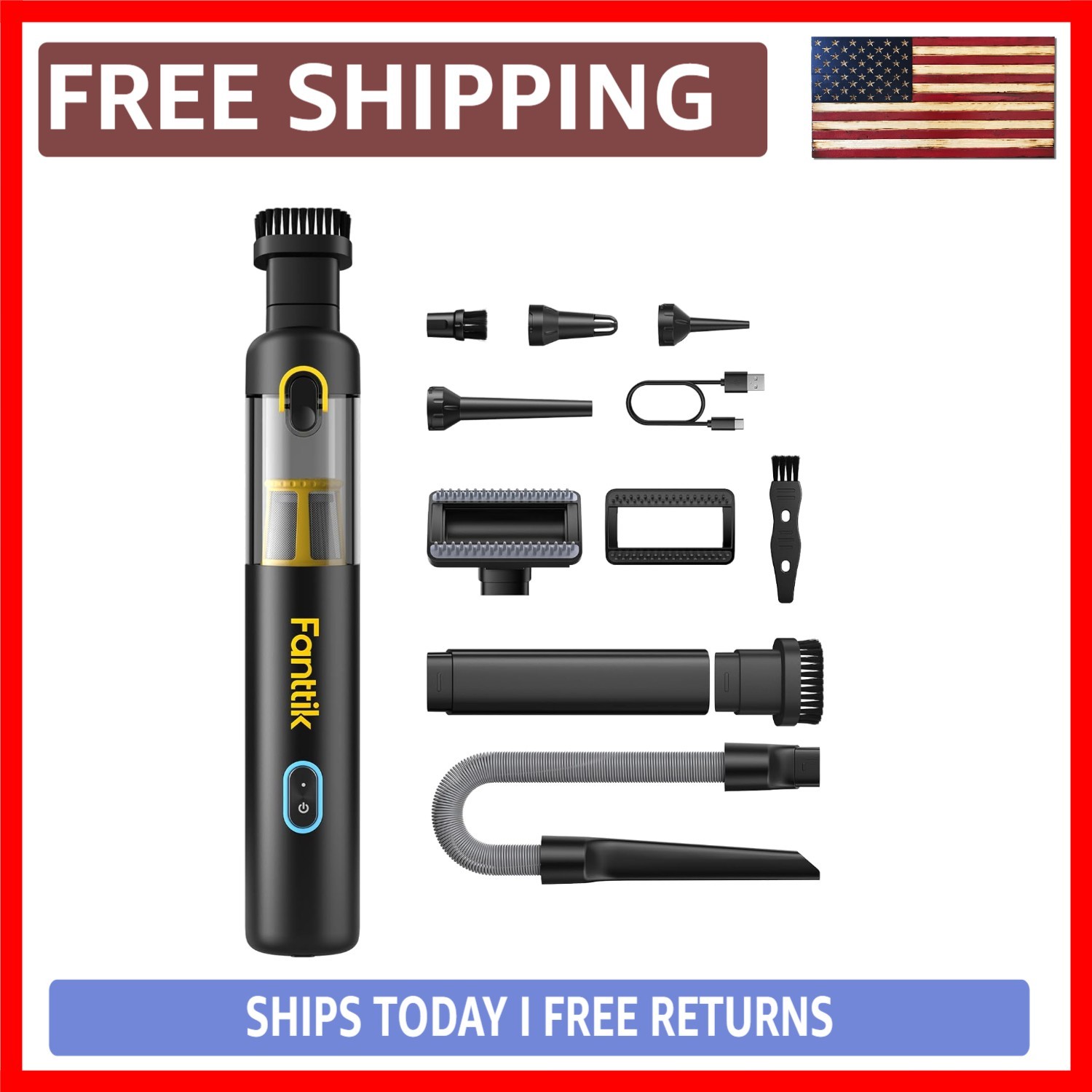 Slim V8 APEX Cordless Car Vacuum - 4-in-1 Portable Mini Cleaner with 19000Pa ...