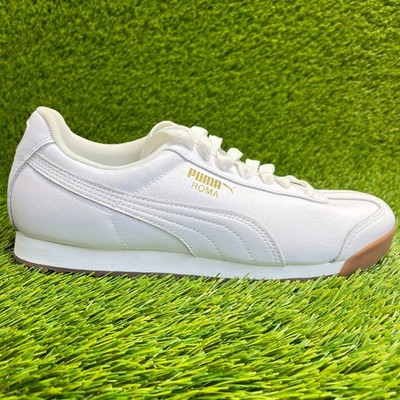 Puma Roma Classic Low Mens Size White Gold Athletic Leather