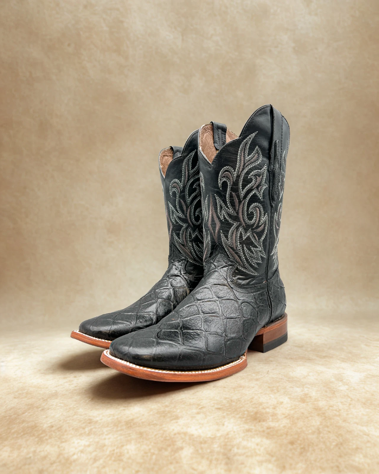 MEN'S COWBOY FISH PIRARUCU PRINT WESTERN SQUARE TOE BOOTS BOTAS PESCADO EXOTIC