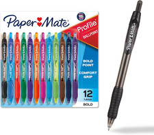 Paper Mate Profile Retractable Ballpoint Pens, Bold Point 1.4Mm , Assorted Colo