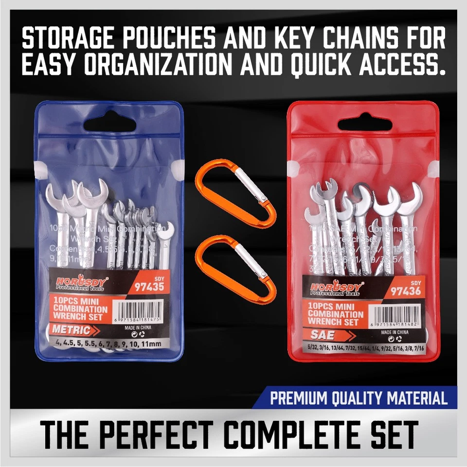 Juego de mini llaves métricas SAE de 22 piezas extremo abierto y extremo de caja estándar Foto 3 de 4