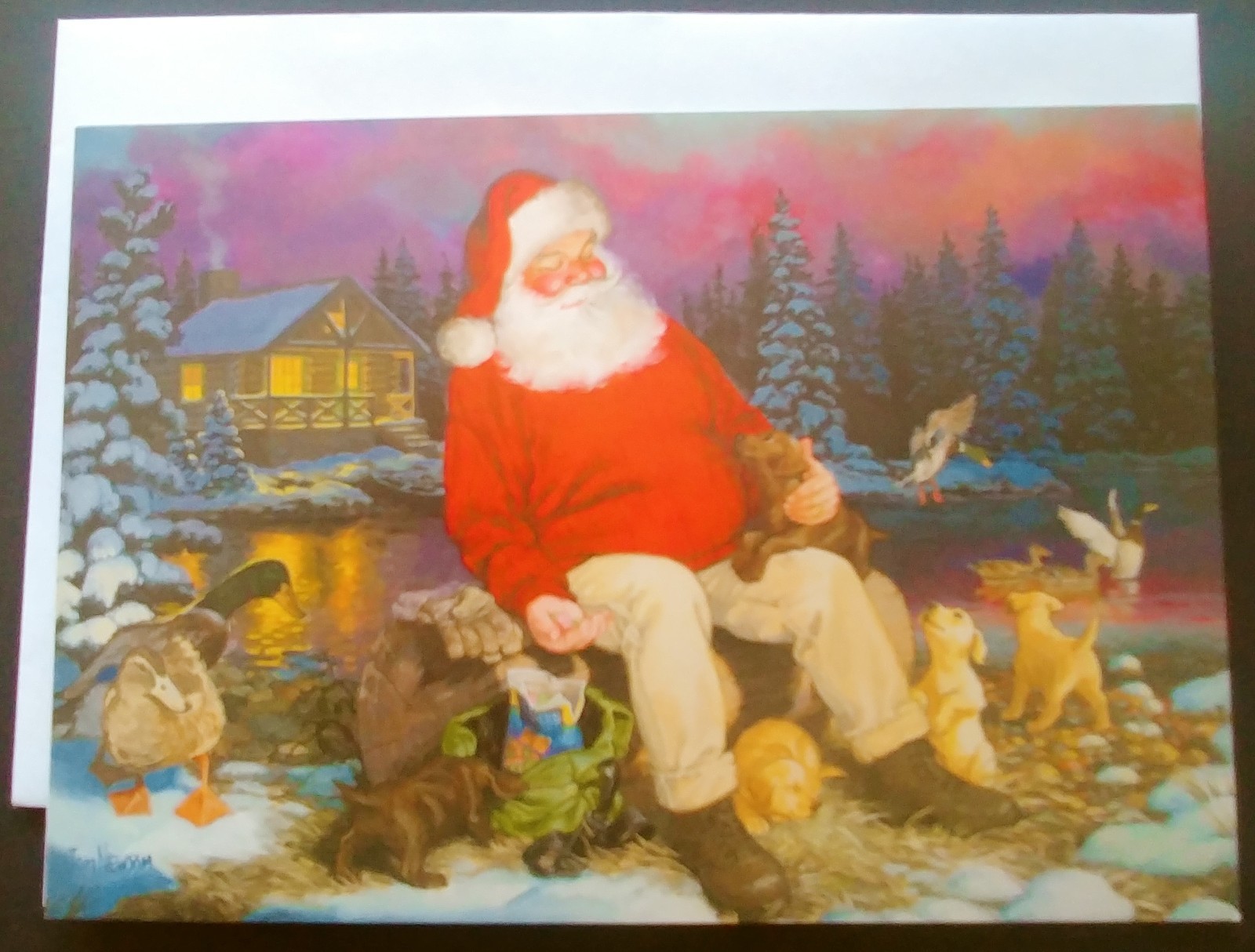 "Moments With Santa" (7) Leanin Tree Christmas, New Yr Cards, With (7) Envelopes
