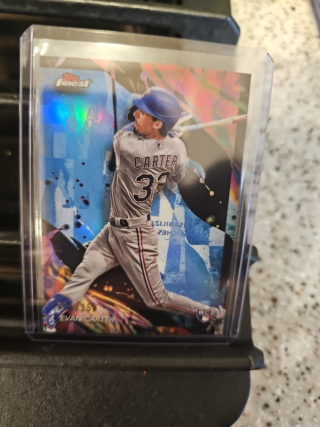 2024 Topps Finest - Uncommon Evan Carter #107 Sky Blue Refractor /250 (RC)