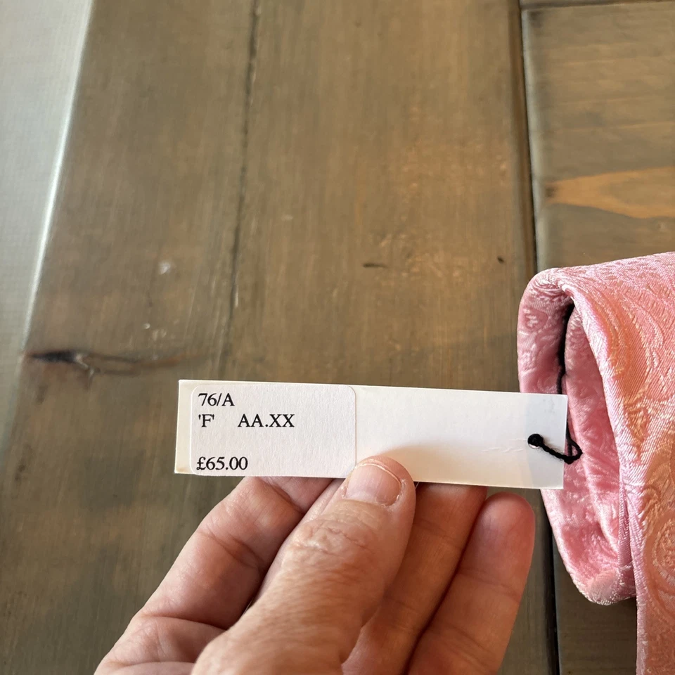 "Corbata de seda suave rosa cachemira Kilgour French Stanbury 58 1/2 x 3 3/4"" Inglaterra nueva con etiquetas" Foto 3 de 4