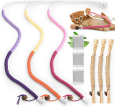 6 PCS Cat Toys Chew Ropes, 27" Cat Rope Toys with 3 Bags of Catnip and Silvervin