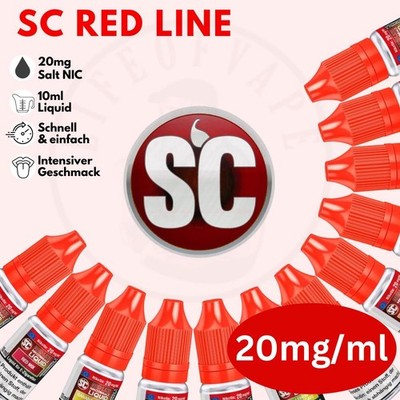 SC RED LINE E-Liquid für E-Zigarette E-Shisha & Vape mit 20mg Nikotin I Nic Salt