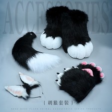 Fursuit Jackal Plush Beast Foot Shoes Tail Ea...