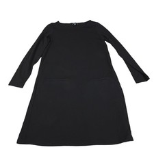 Eileen Fisher Sweater Dress Pockets Women Size SP Tencell Lyocell Black Classic 