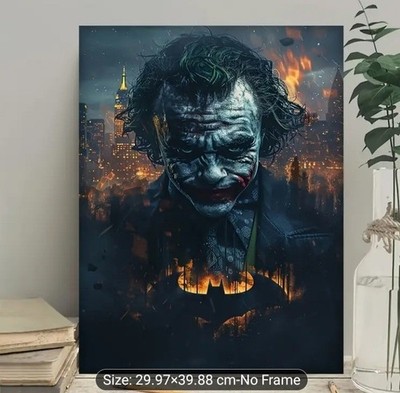  JOKER A3 LEINWAND Batman Dark Knight Heath Ledger DC Poster Wandbild 30x40 LEINWAND