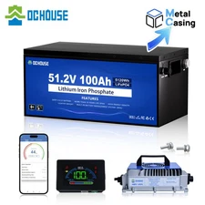 DC HOUSE 48V 100Ah Lithium Lifepo4 Golf Cart Battery Metal Case with 18A Charger