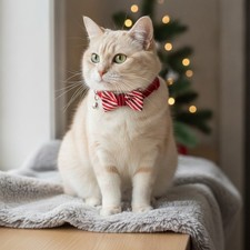 2 Pack Christmas Cat Collars with Breakaway Bowtie Bell - Adjustable 8"-12"