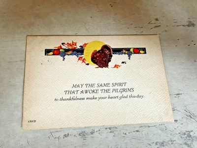Vintage Maye The Same Spirit That Awoke The Pilgrims Thanksgiving Postcard 1929