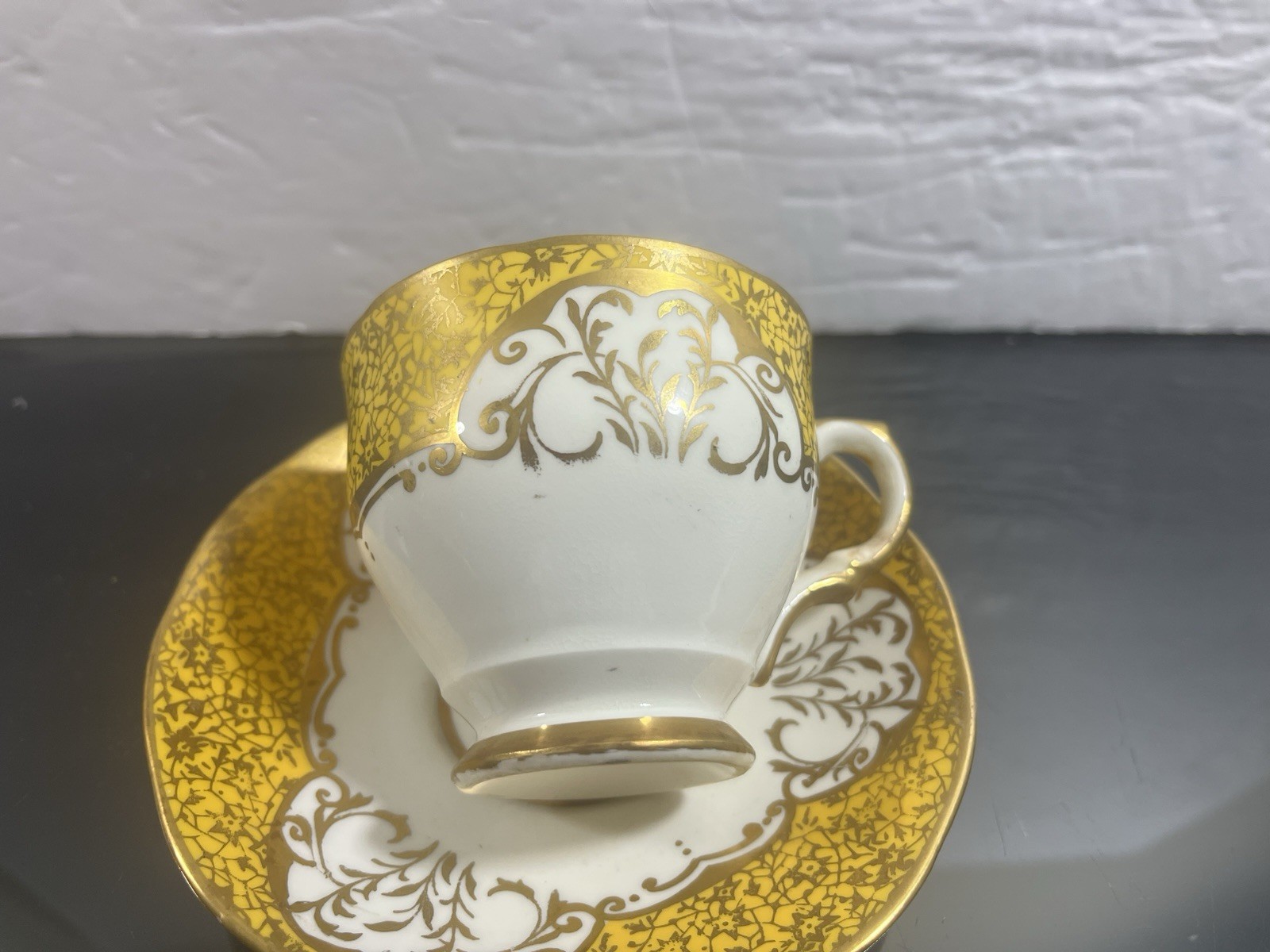 Vintage Salisbury Gold Gilded Footed Floral Tea Cup and Saucer 7701Y